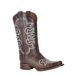 Circle G By Corral Ladies Embroidered Brown & Turquoise Western Boots L5640