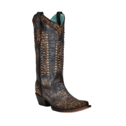 Corral Boots Corral® Ladies Black Leopard Print Overlay Studded Boots C3881
