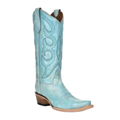 Corral® Ladies Hand Painted Embroidered Blue Snip Toe Boots L5982