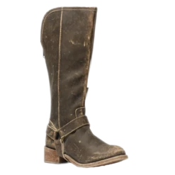 Corral Boots Corral Ladies Distressed Brown Tall Harness Boots P5100