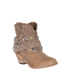Corral Boots Corral Ladies Saddle Brown Studded Strap Ankle Boots P5020