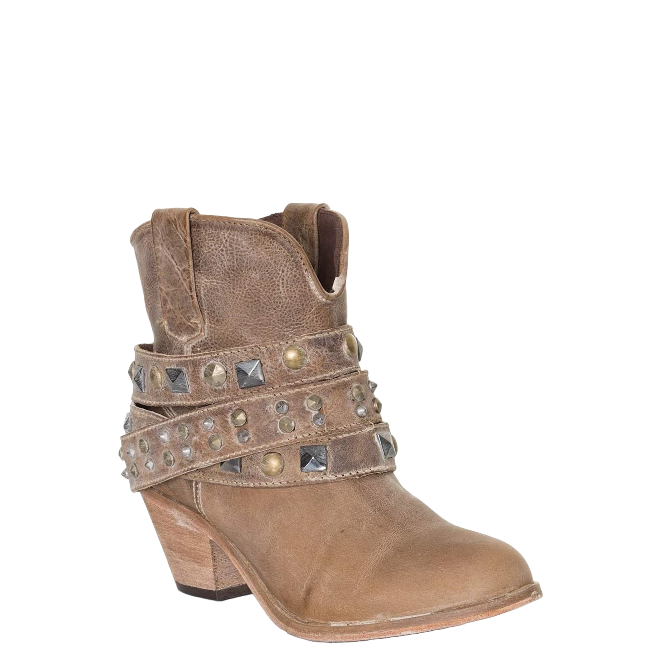 Corral Boots Corral Ladies Saddle Brown Studded Strap Ankle Boots P5020 1 Corral Boots Corral Ladies Saddle Brown Studded Strap Ankle Boots P5020