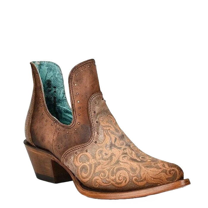 Corral Boots Corral Ladies Embroidery Brown Studded Bootie Z2002 1 Corral Boots Corral Ladies Embroidery Brown Studded Bootie Z2002