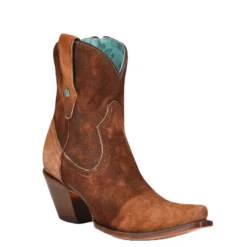 Corral Boots Corral Ladies Brown Lamb Ankle Bootie Boots A4171