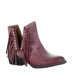 Circle G By Corral Ladies Wine Studs & Fringe Booties Q5092
