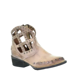 Circle G By Corral Ladies Brown Cutout Stud & Zipper Booties Q5093