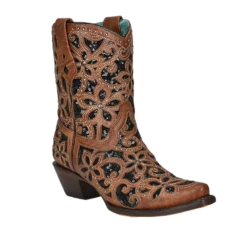 Corral Boots Corral Ladies Glitter Inlay And Studs Tan Ankle Boots A4278