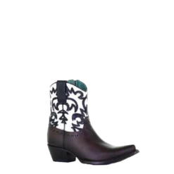 Corral Boots Corral Ladies Black & White Overlay And Embroidery Ankle Boots C3758