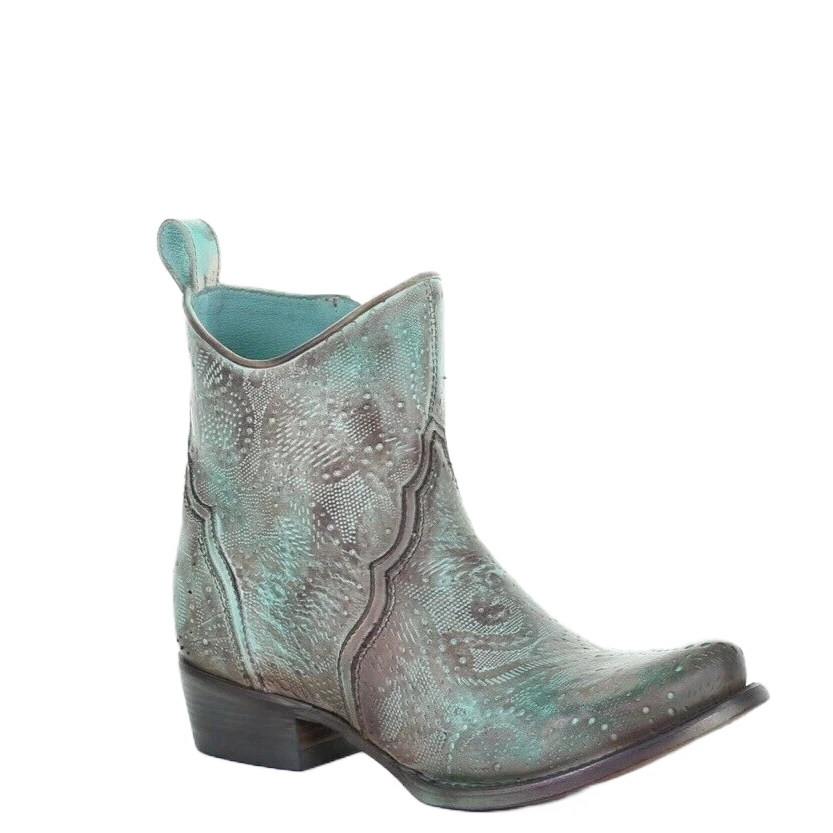 Corral Boots Corral Ladies Turquoise Cutout & Hand Painted Ankle Boots C3493 1 Corral Boots Corral Ladies Turquoise Cutout & Hand Painted Ankle Boots C3493