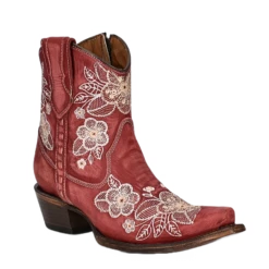 Circle G By Corral® Ladies Red Floral Embroidered Booties L5875
