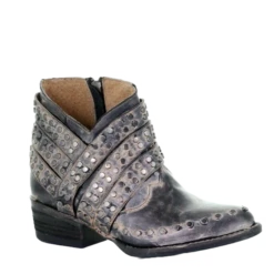 Corral Boots Corral Ladies Black Zipper & Studded Straps Round Toe Booties Q5095