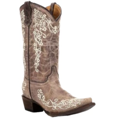Corral Boots Corral Children’s Brown With Bone Embroidery Cowgirl Boots A2773