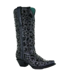 Corral Boots Corral Ladies Black Inlay Embroidery & Studs Boots A3752