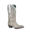 Corral Boots Corral Ladies White Overlay With Studs & Crystals Leather Boots A3837
