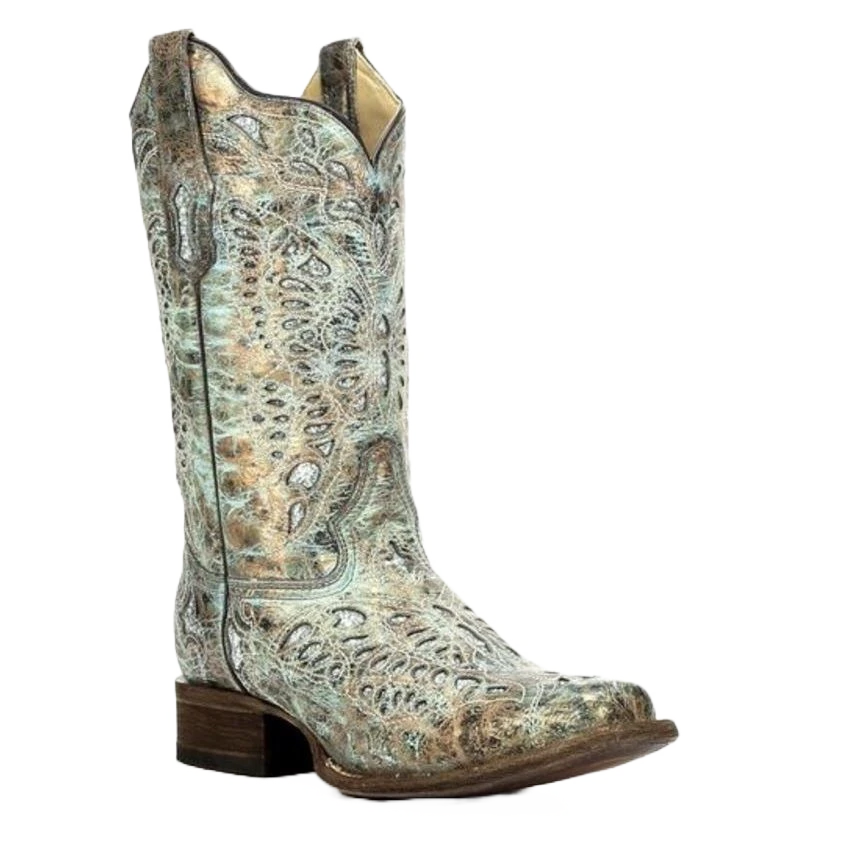 Corral Boots Corral Ladies Sabrina Metallic Bronze & Turquoise Glitter Boots A2955 1 Corral Boots Corral Ladies Sabrina Metallic Bronze & Turquoise Glitter Boots A2955
