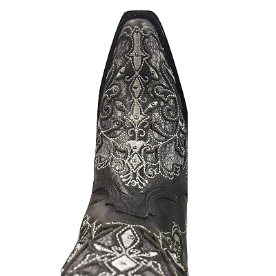 Corral Boots Corral Ladies Black & Grey Inlay Embroidery & Studs Boots A3320 2 Corral Boots Corral Ladies Black & Grey Inlay Embroidery & Studs Boots A3320 - Image 2