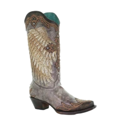 Corral Boots Corral Ladies Brown Wings & Cross Embroidery & Crystals Boots A3771