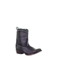 Corral Boots Corral Ladies Black Zipper & Studs Round Toe Boots C3714