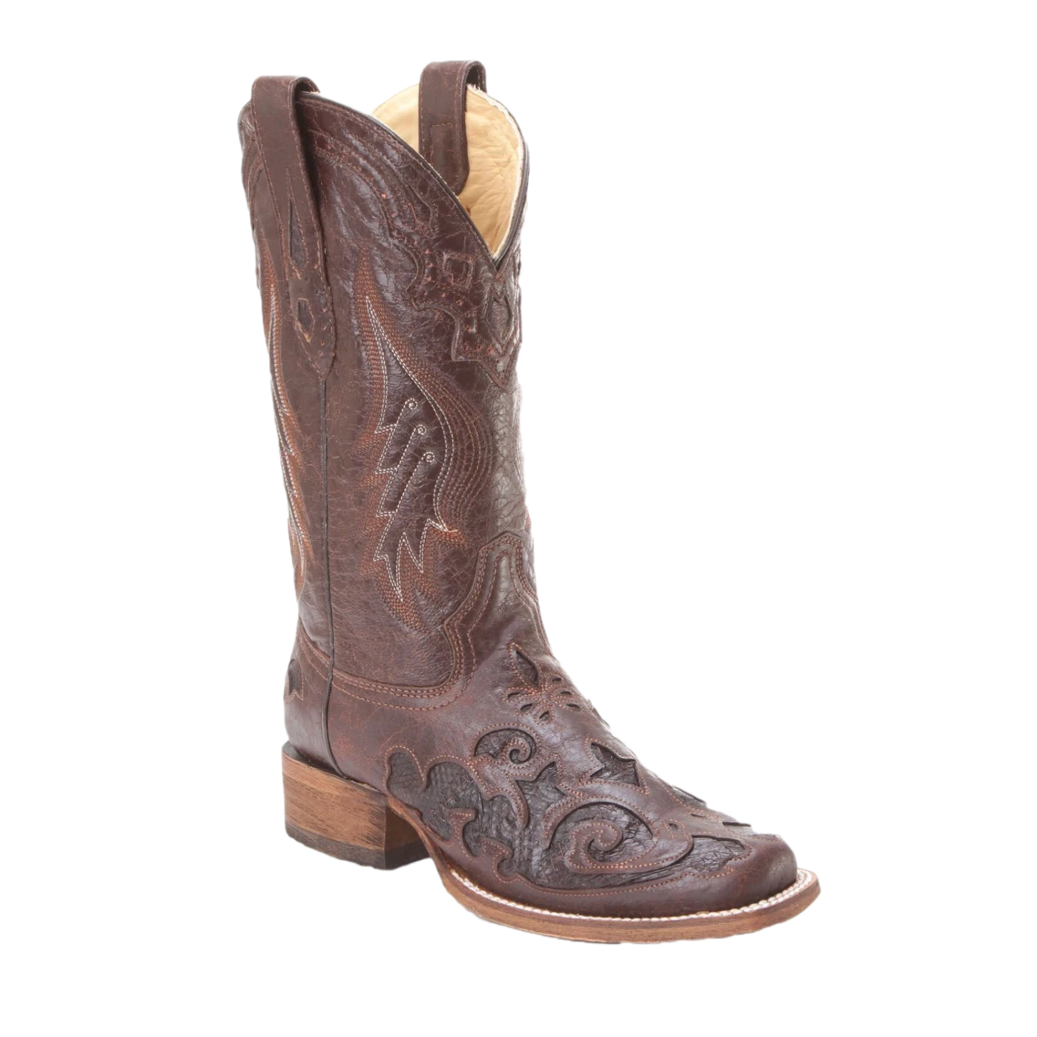 Corral Boots Corral® Ladies Chocolate Snake Inlay Brown Square Toe Boots A2404 1 Corral Boots Corral® Ladies Chocolate Snake Inlay Brown Square Toe Boots A2404