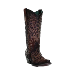 Corral Boots Corral Ladies Chocolate Lamb Overlay With Embroidery Boots C3744