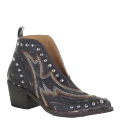 Circle G By Corral Ladies Black Embroidered & Stud J Toe Booties Q0166