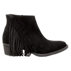 Circle G By Corral Ladies Black Suede Side Fringe Bootie Q0036