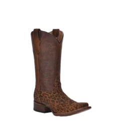 Circle G® Youth Leopard Print & Saddle Tan Square Toe Boots J7108