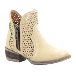 Circle G By Corral Ladies White Cutout Shortie Boot Q5018