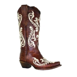 Circle G By Corral Ladies Brown Embroidery Snip Toe Boots L2006