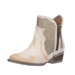 Circle G By Corral Ladies Camel White Studs Shortie Ankle Boots Q0126 -CorralCowboyGear Q0126B