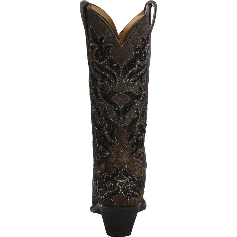 Corral Corral Brown And Black Sequin Inlay Cowgirl Boots 2 Corral Corral Brown And Black Sequin Inlay Cowgirl Boots - Image 2