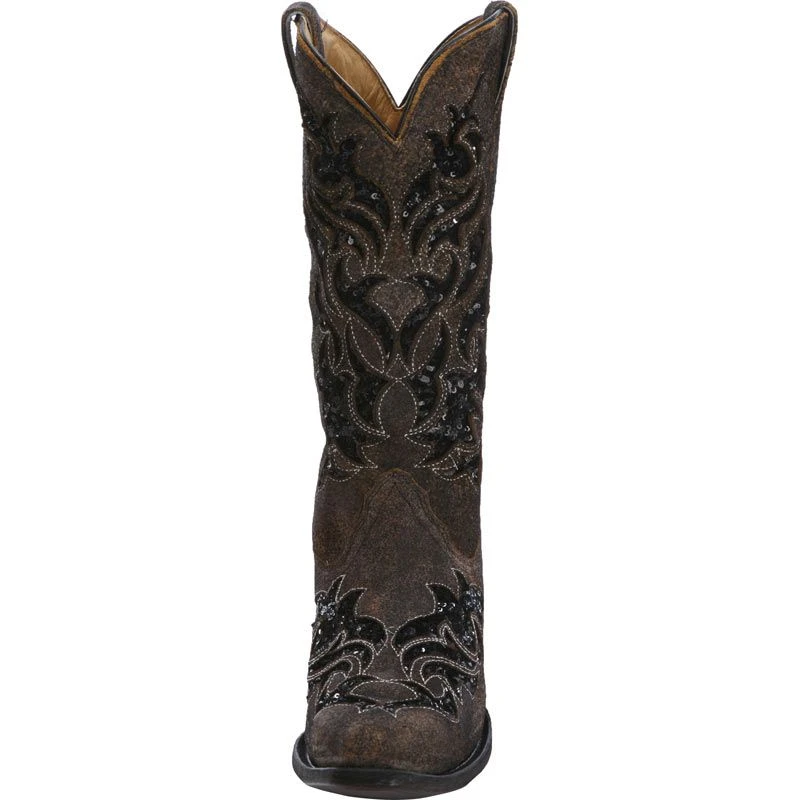 Corral Corral Brown And Black Sequin Inlay Cowgirl Boots 3 Corral Corral Brown And Black Sequin Inlay Cowgirl Boots - Image 3