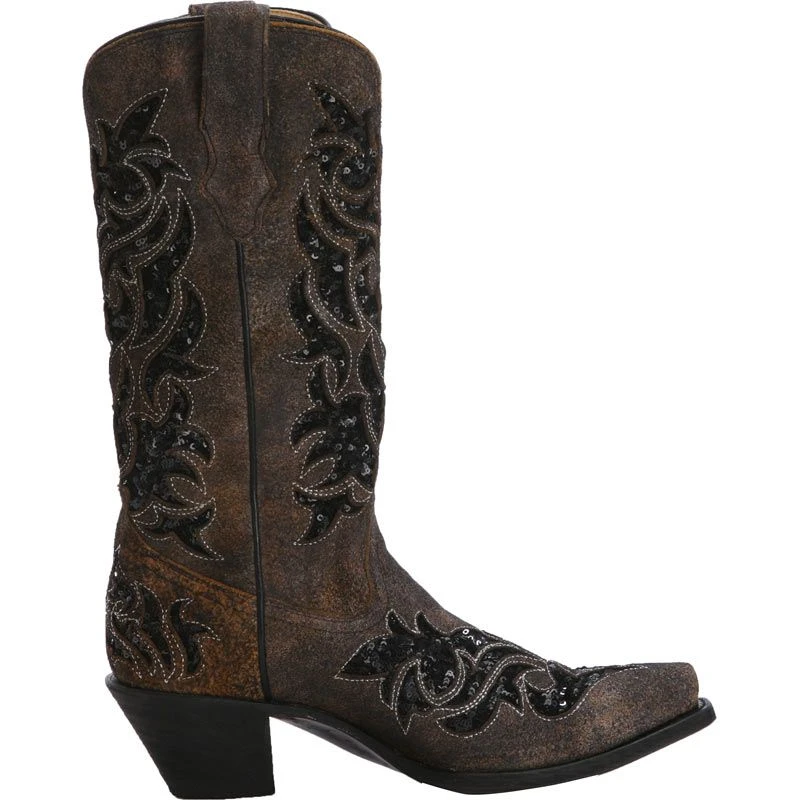 Corral Corral Brown And Black Sequin Inlay Cowgirl Boots 5 Corral Corral Brown And Black Sequin Inlay Cowgirl Boots - Image 5
