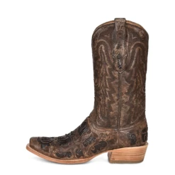 Corral Boots Corral® Men's Brown Exotic Alligator Inlay & Embroidered Western Boots -CorralCowboyGear a4d