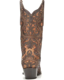 Corral Boots Corral Ladies Brown Full Overlay And Stud Boots G1309 -CorralCowboyGear g1309 back