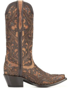 Corral Boots Corral Ladies Brown Full Overlay And Stud Boots G1309 -CorralCowboyGear g1309 side