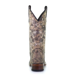 Circle G By Corral Ladies Floral Embroidery Black & Sand Boots L5717 -CorralCowboyGear l5717back